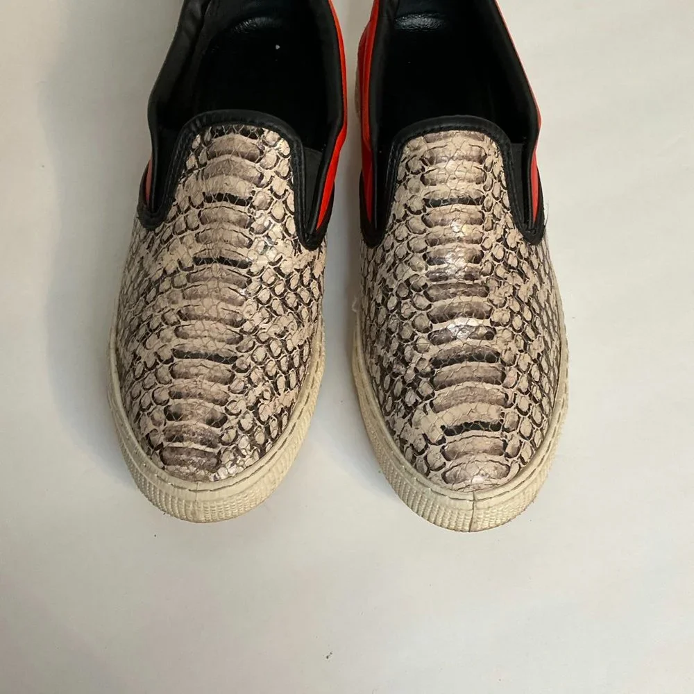 Kurt Geiger Red Leather & Snakeskin Slip-On Sneakers